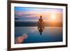 Silhouette Young Woman Practicing Yoga on the Beach at Sunset-De Visu-Framed Photographic Print