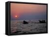 Silhouetted Boats on Lake Tanganyika, Tanzania-Kristin Mosher-Framed Stretched Canvas