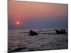 Silhouetted Boats on Lake Tanganyika, Tanzania-Kristin Mosher-Mounted Photographic Print