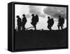 Silhouetted British Troops on the Horizon-Robert Hunt-Framed Stretched Canvas