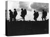 Silhouetted British Troops on the Horizon-Robert Hunt-Stretched Canvas