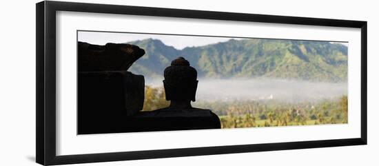 Silhouetted Buddha at Borobudur Temple at Sunrise, UNESCO World Heritage Site, Java, Indonesia-Matthew Williams-Ellis-Framed Premium Photographic Print