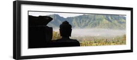 Silhouetted Buddha at Borobudur Temple at Sunrise, UNESCO World Heritage Site, Java, Indonesia-Matthew Williams-Ellis-Framed Photographic Print