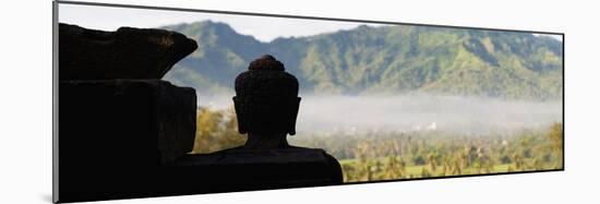 Silhouetted Buddha at Borobudur Temple at Sunrise, UNESCO World Heritage Site, Java, Indonesia-Matthew Williams-Ellis-Mounted Photographic Print