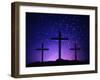 Silhouetted Crosses Against Star-Filled Sky-Chris Rogers-Framed Premium Photographic Print