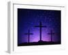 Silhouetted Crosses Against Star-Filled Sky-Chris Rogers-Framed Premium Photographic Print