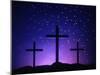 Silhouetted Crosses Against Star-Filled Sky-Chris Rogers-Mounted Premium Photographic Print