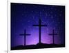 Silhouetted Crosses Against Star-Filled Sky-Chris Rogers-Framed Photographic Print