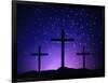 Silhouetted Crosses Against Star-Filled Sky-Chris Rogers-Framed Photographic Print