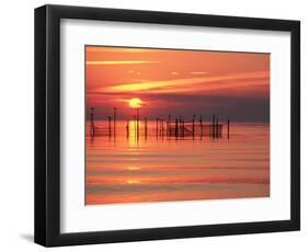 Silhouetted Fishing Net at Sunset-Lowell Georgia-Framed Photographic Print