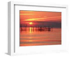 Silhouetted Fishing Net at Sunset-Lowell Georgia-Framed Photographic Print