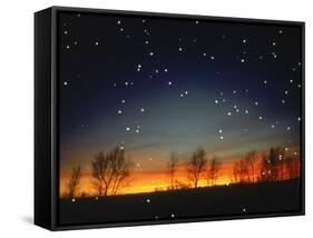 Silhouetted Landscape Below Star-Filled Sky-Chris Rogers-Framed Stretched Canvas