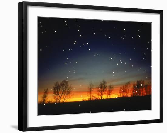 Silhouetted Landscape Below Star-Filled Sky-Chris Rogers-Framed Photographic Print