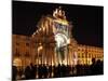 Silhouetted People on Praca Do Comercio under the Illuminated Rua Augusta Arch at Night in Central -Stuart Forster-Mounted Photographic Print