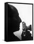 Silhouetted Profile of Photographer Alfred Eisenstaedt with a Camera-Alfred Eisenstaedt-Framed Stretched Canvas