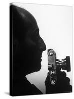 Silhouetted Profile of Photographer Alfred Eisenstaedt with a Camera-Alfred Eisenstaedt-Stretched Canvas