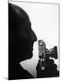 Silhouetted Profile of Photographer Alfred Eisenstaedt with a Camera-Alfred Eisenstaedt-Mounted Premium Photographic Print