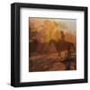 Silhouetted Riding Cowboy-null-Framed Premium Giclee Print