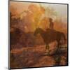 Silhouetted Riding Cowboy-null-Mounted Premium Giclee Print