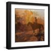 Silhouetted Riding Cowboy-null-Framed Art Print