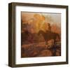 Silhouetted Riding Cowboy-null-Framed Art Print