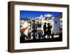 Silhouetted sculpture celebrating the Fandango (dance) in Competa, Province of Malaga, Andalucia...-Panoramic Images-Framed Photographic Print