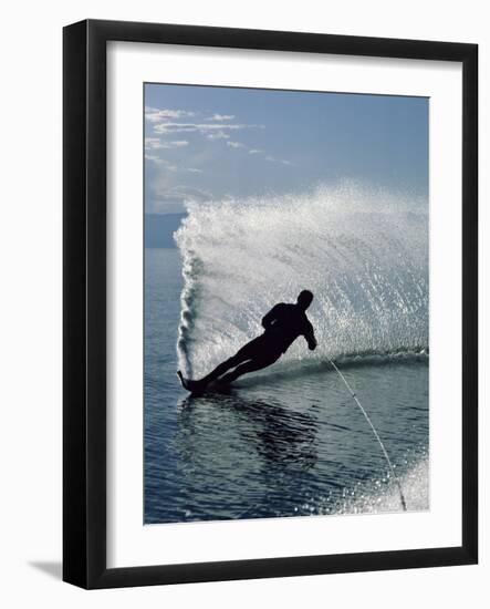 Silhouetted Water Skier-null-Framed Photographic Print