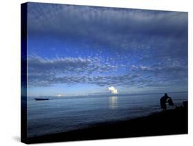 Silhouetted Woman on Lake Tanganyika, Tanzania-Kristin Mosher-Stretched Canvas