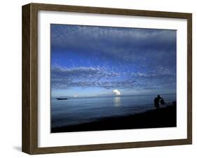 Silhouetted Woman on Lake Tanganyika, Tanzania-Kristin Mosher-Framed Photographic Print