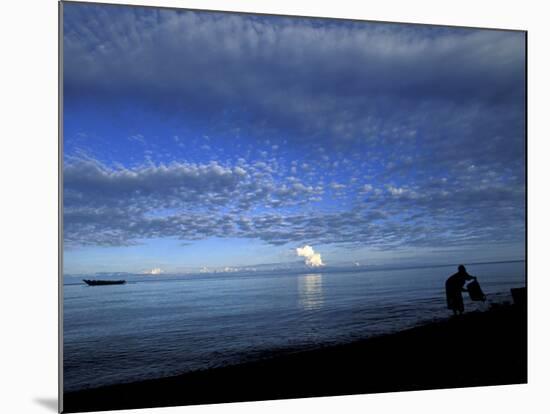 Silhouetted Woman on Lake Tanganyika, Tanzania-Kristin Mosher-Mounted Photographic Print