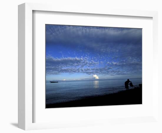 Silhouetted Woman on Lake Tanganyika, Tanzania-Kristin Mosher-Framed Photographic Print