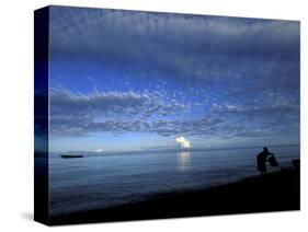 Silhouetted Woman on Lake Tanganyika, Tanzania-Kristin Mosher-Stretched Canvas