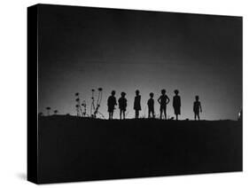 Silhouettes of Children-null-Stretched Canvas