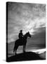 Silhouettes of Cowboy Mounted on Horse-Allan Grant-Stretched Canvas