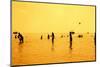 Silhouettes of People Playing Games in the Sea Full of Sailing-Ship-Dimitar Yalamov-Mounted Photographic Print