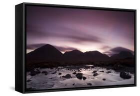 Silhouettes of the Red Cullin at Dawn, with Stream in the Foreground, Isle of Skye, Scotland, UK-Mark Hamblin-Framed Stretched Canvas