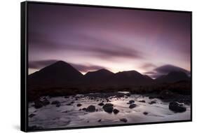 Silhouettes of the Red Cullin at Dawn, with Stream in the Foreground, Isle of Skye, Scotland, UK-Mark Hamblin-Framed Stretched Canvas