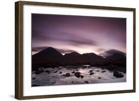 Silhouettes of the Red Cullin at Dawn, with Stream in the Foreground, Isle of Skye, Scotland, UK-Mark Hamblin-Framed Photographic Print