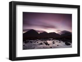 Silhouettes of the Red Cullin at Dawn, with Stream in the Foreground, Isle of Skye, Scotland, UK-Mark Hamblin-Framed Photographic Print