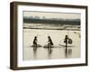 Silhouettes of Three Fishermen in Flooded Fields in Vietnam, Indochina, Southeast Asia-Jane Sweeney-Framed Photographic Print