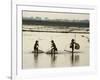 Silhouettes of Three Fishermen in Flooded Fields in Vietnam, Indochina, Southeast Asia-Jane Sweeney-Framed Photographic Print