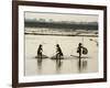 Silhouettes of Three Fishermen in Flooded Fields in Vietnam, Indochina, Southeast Asia-Jane Sweeney-Framed Photographic Print