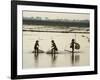 Silhouettes of Three Fishermen in Flooded Fields in Vietnam, Indochina, Southeast Asia-Jane Sweeney-Framed Photographic Print