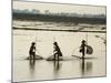 Silhouettes of Three Fishermen in Flooded Fields in Vietnam, Indochina, Southeast Asia-Jane Sweeney-Mounted Photographic Print