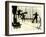 Silhouettes of Workers Using Rope Rigging to Clean and Paint the Side of a Ship-J^ Kauffmann-Framed Photographic Print