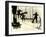 Silhouettes of Workers Using Rope Rigging to Clean and Paint the Side of a Ship-J^ Kauffmann-Framed Photographic Print