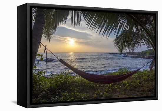 Silhoutte of an Empty Beach Hammock at the Beach, Tangalle, Sri Lanka, Asia-Charlie-Framed Stretched Canvas