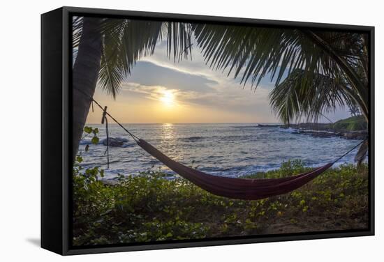 Silhoutte of an Empty Beach Hammock at the Beach, Tangalle, Sri Lanka, Asia-Charlie-Framed Stretched Canvas