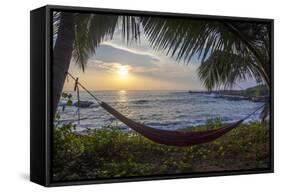 Silhoutte of an Empty Beach Hammock at the Beach, Tangalle, Sri Lanka, Asia-Charlie-Framed Stretched Canvas