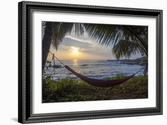 Silhoutte of an Empty Beach Hammock at the Beach, Tangalle, Sri Lanka, Asia-Charlie-Framed Photographic Print